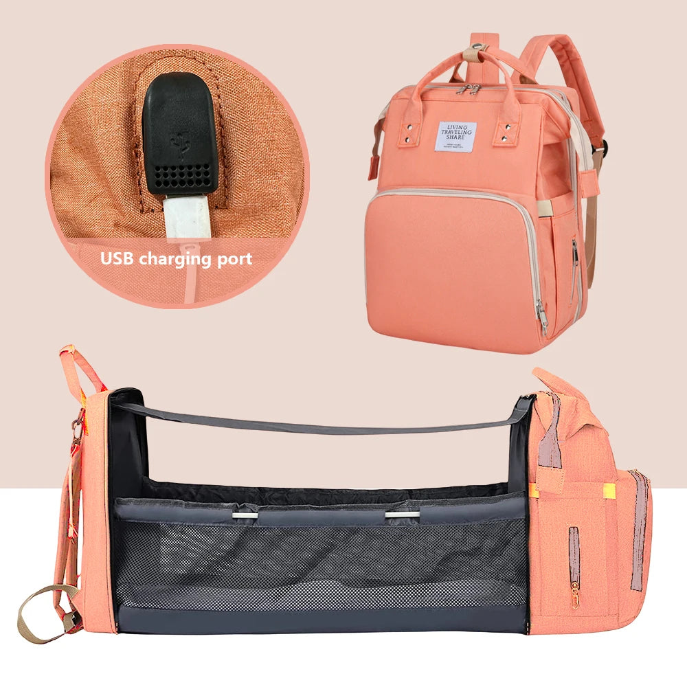 Folding Mommy Bag & Portable Baby Crib – Large-Capacity Lightweight Baby Backpack for Moms
