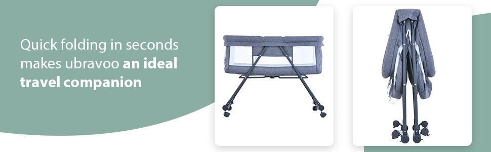 Baby Grab-and-Go Travel Cot with Mattress & Silent Wheels – Rocking Convertible Crib XYT-001