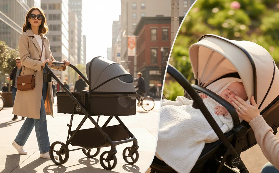 2-in-1 Baby Pushchair Travel System – Foldable Pram with Reversible Seat (0–36 Months)