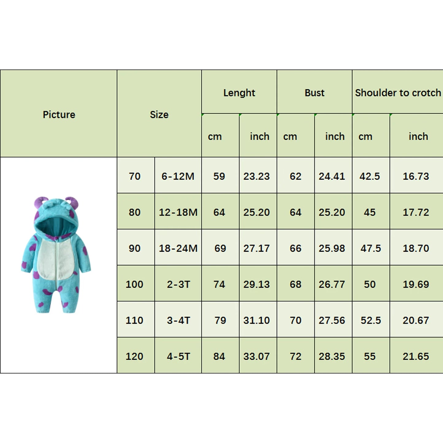 Lioraitiin Baby Fleece Snowsuit with Hood – Warm Winter Jumpsuit for Infants (0–3 Years)