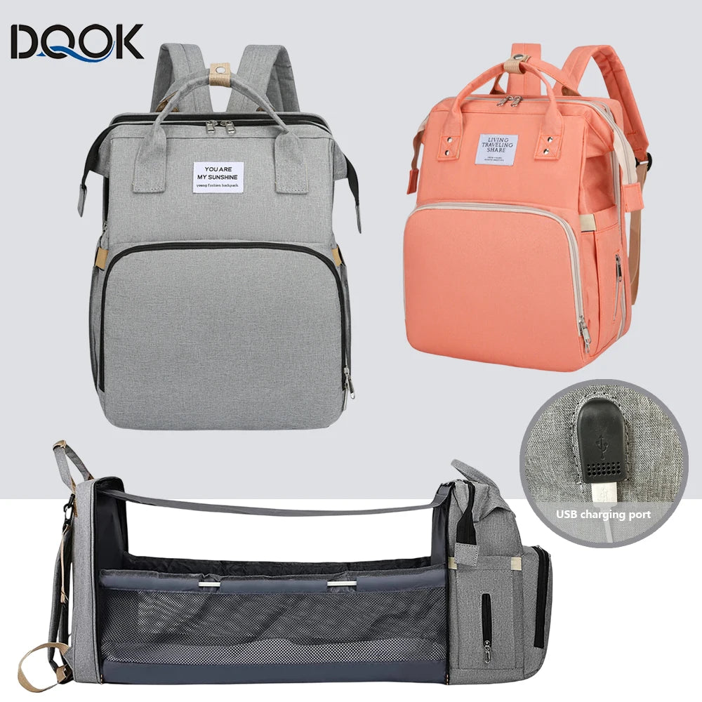Folding Mommy Bag & Portable Baby Crib – Large-Capacity Lightweight Baby Backpack for Moms