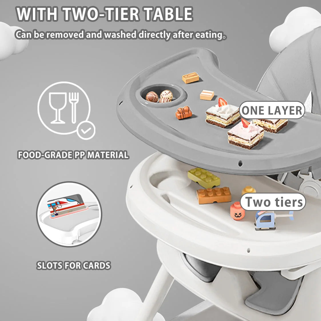 Foldable Baby High Chair with Anti-Slip Pad & Toy Rack – Easy Clean Feeding Chair 6+ Months