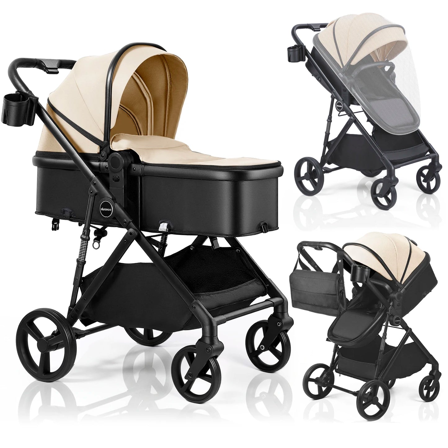 2-in-1 Baby Pushchair Travel System – Foldable Pram with Reversible Seat (0–36 Months)