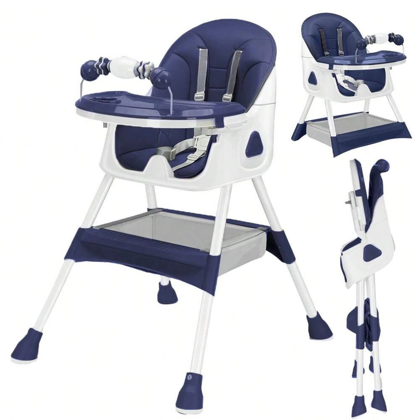 Foldable Baby High Chair with Anti-Slip Pad & Toy Rack – Easy Clean Feeding Chair 6+ Months