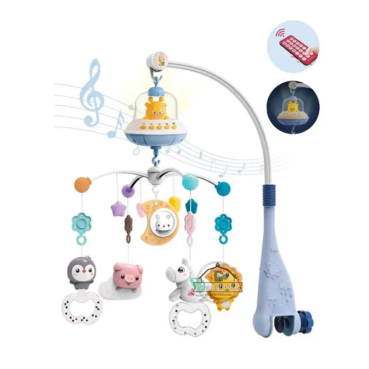 Musical Baby Crib Mobile with Lights & Music Projection – Remote-Controlled Crib Toy for Newborns