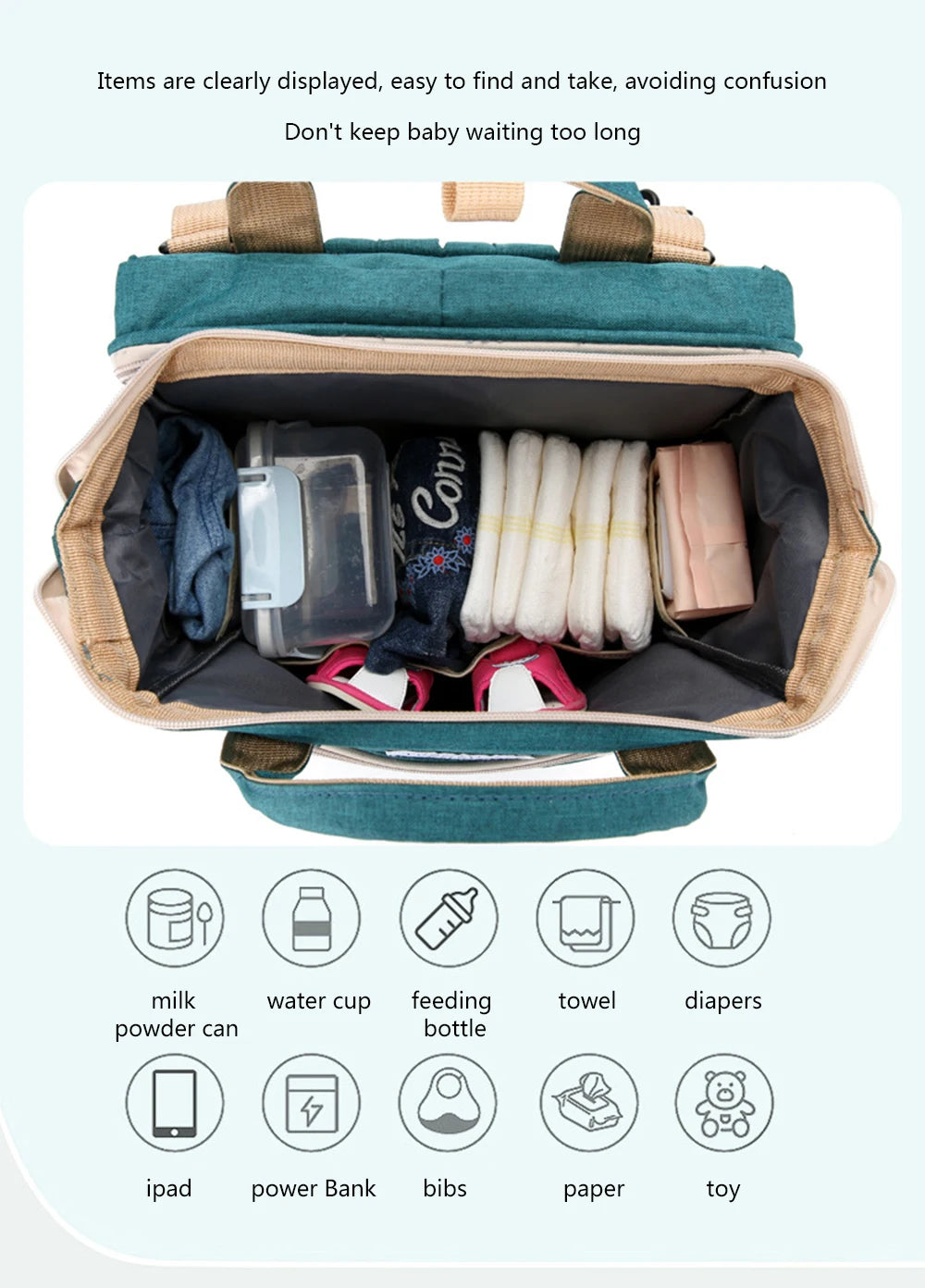 Folding Mommy Bag & Portable Baby Crib – Large-Capacity Lightweight Baby Backpack for Moms