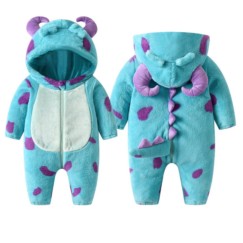 Lioraitiin Baby Fleece Snowsuit with Hood – Warm Winter Jumpsuit for Infants (0–3 Years)