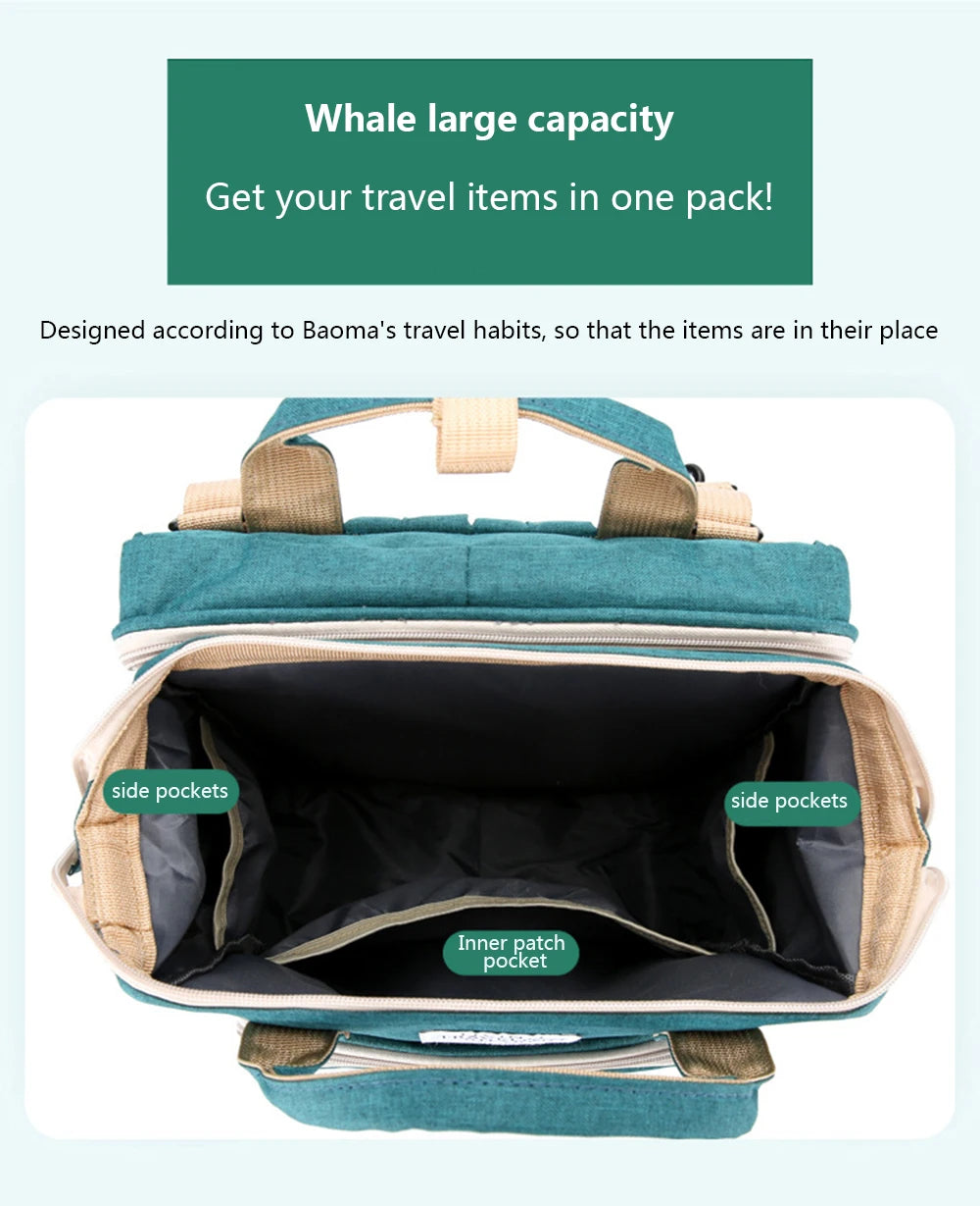 Folding Mommy Bag & Portable Baby Crib – Large-Capacity Lightweight Baby Backpack for Moms
