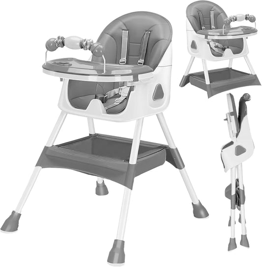 Foldable Baby High Chair with Anti-Slip Pad & Toy Rack – Easy Clean Feeding Chair 6+ Months