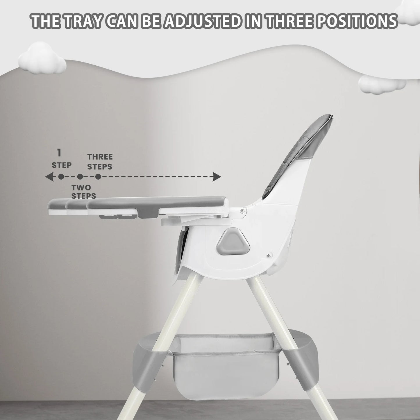 Foldable Baby High Chair with Anti-Slip Pad & Toy Rack – Easy Clean Feeding Chair 6+ Months