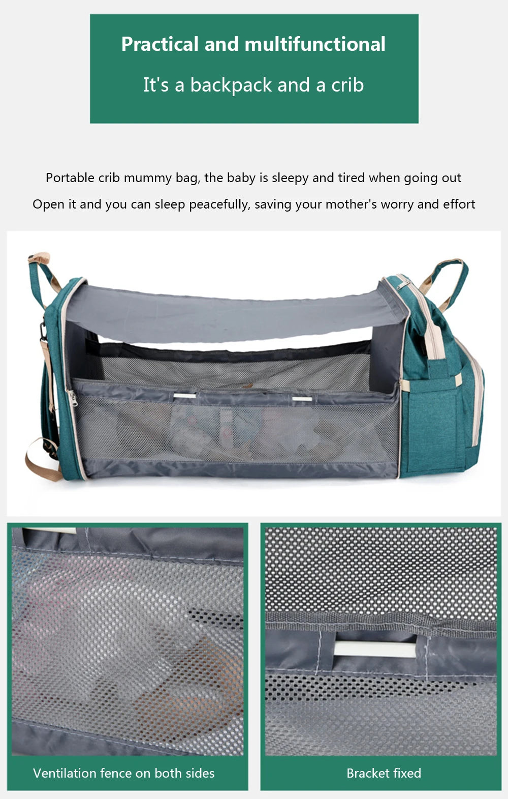 Folding Mommy Bag & Portable Baby Crib – Large-Capacity Lightweight Baby Backpack for Moms