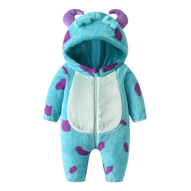 Lioraitiin Baby Fleece Snowsuit with Hood – Warm Winter Jumpsuit for Infants (0–3 Years)
