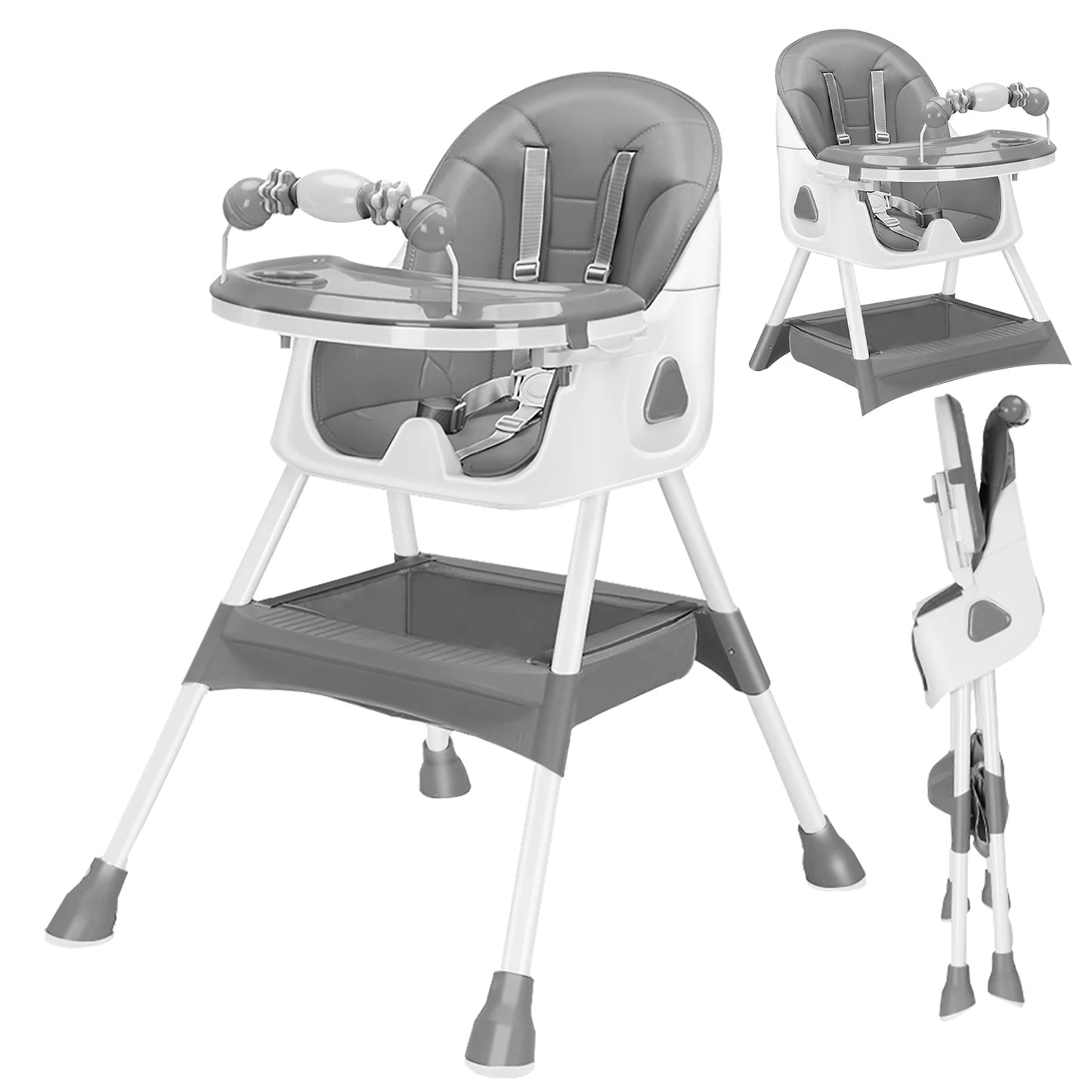 Foldable Baby High Chair with Anti-Slip Pad & Toy Rack – Easy Clean Feeding Chair 6+ Months