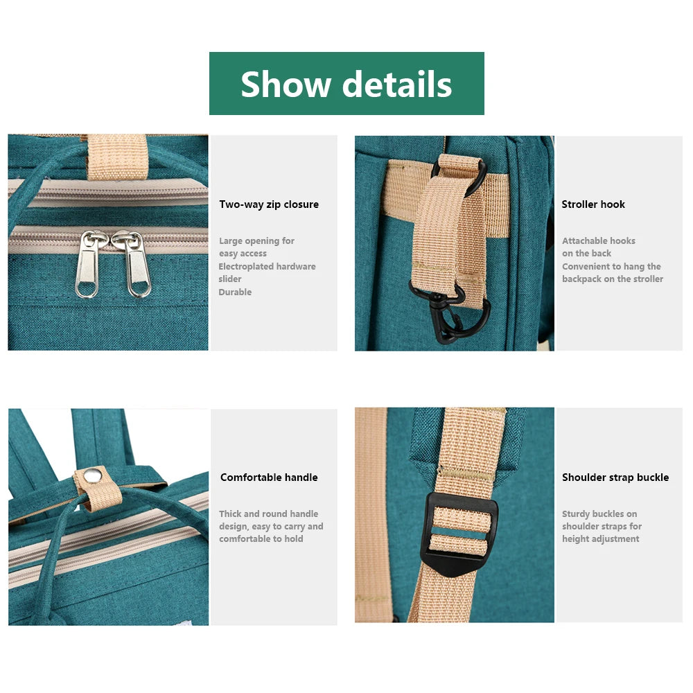 Folding Mommy Bag & Portable Baby Crib – Large-Capacity Lightweight Baby Backpack for Moms