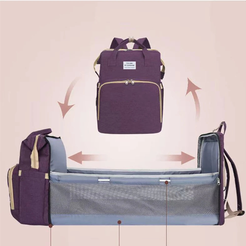 Folding Mommy Bag & Portable Baby Crib – Large-Capacity Lightweight Baby Backpack for Moms