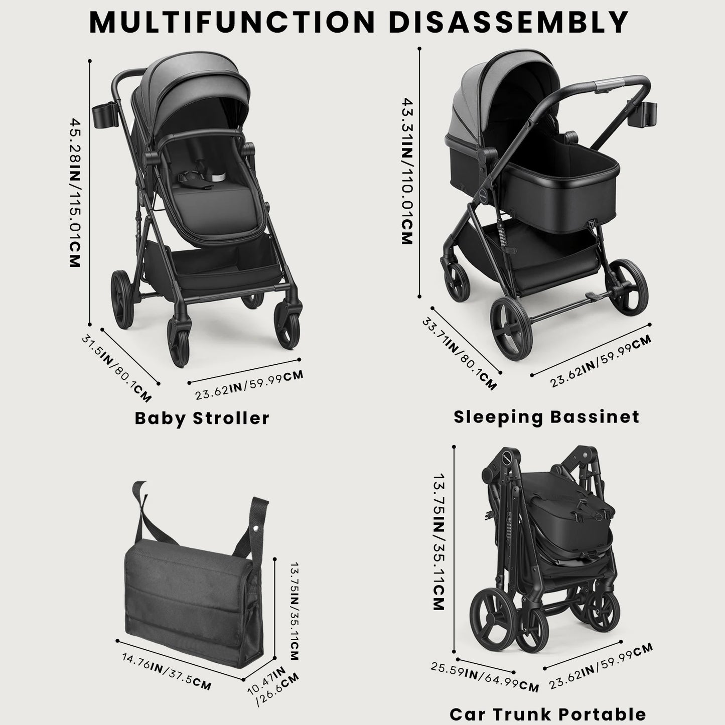 2-in-1 Baby Pushchair Travel System – Foldable Pram with Reversible Seat (0–36 Months)