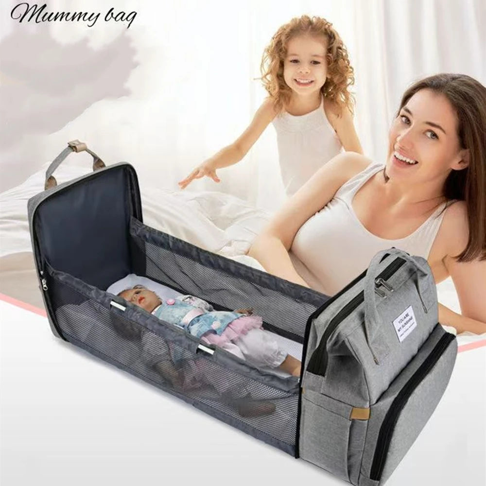 Folding Mommy Bag & Portable Baby Crib – Large-Capacity Lightweight Baby Backpack for Moms