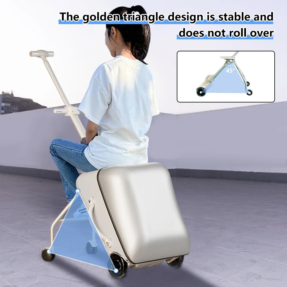 Kids Ride-On Suitcase with Wheels – Portable Carry-On Luggage with 360° Spinner Wheels