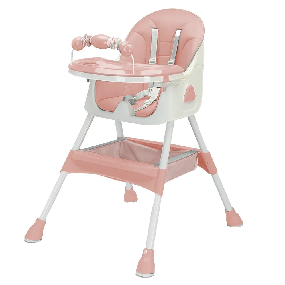 Foldable Baby High Chair with Anti-Slip Pad & Toy Rack – Easy Clean Feeding Chair 6+ Months