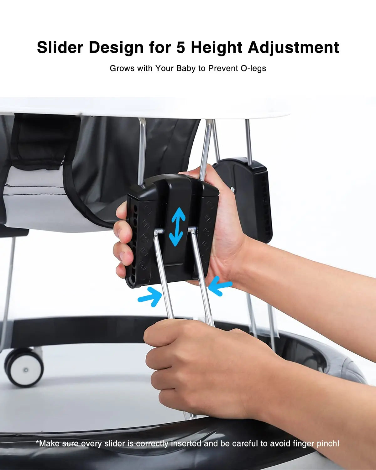 Adjustable Baby Walker for Girls & Boys – Folding Anti-Rollover Design with Easy-Clean Tray (6–18 Months)