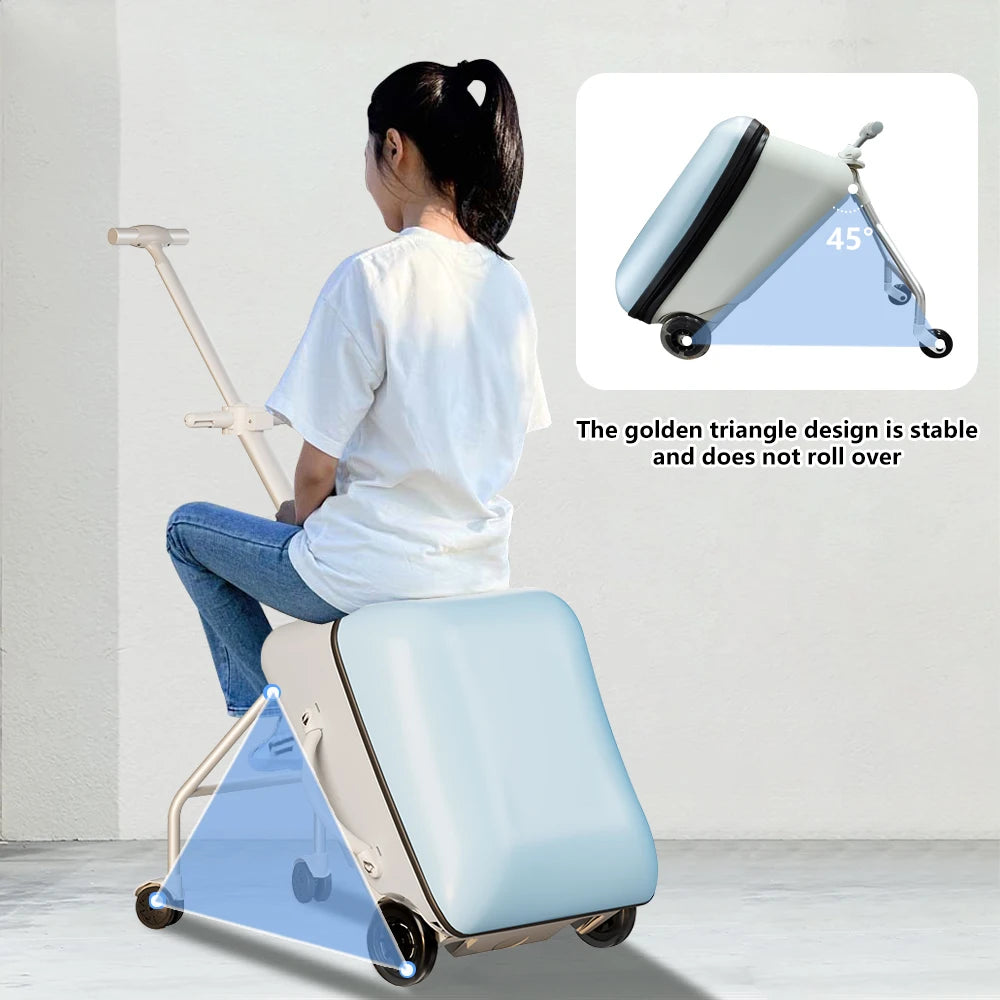 Kids Ride-On Suitcase with Wheels – Portable Carry-On Luggage with 360° Spinner Wheels