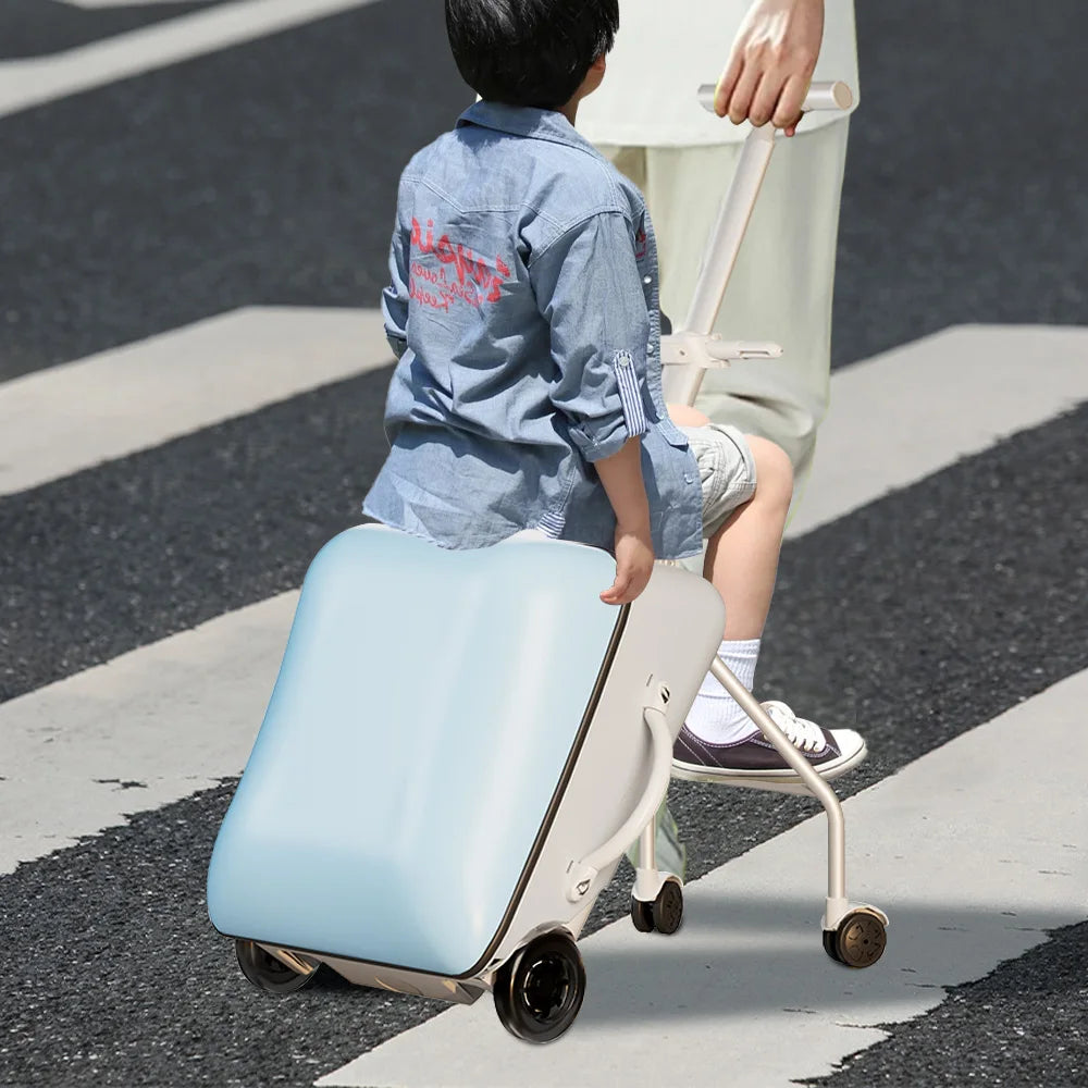 Kids Ride-On Suitcase with Wheels – Portable Carry-On Luggage with 360° Spinner Wheels