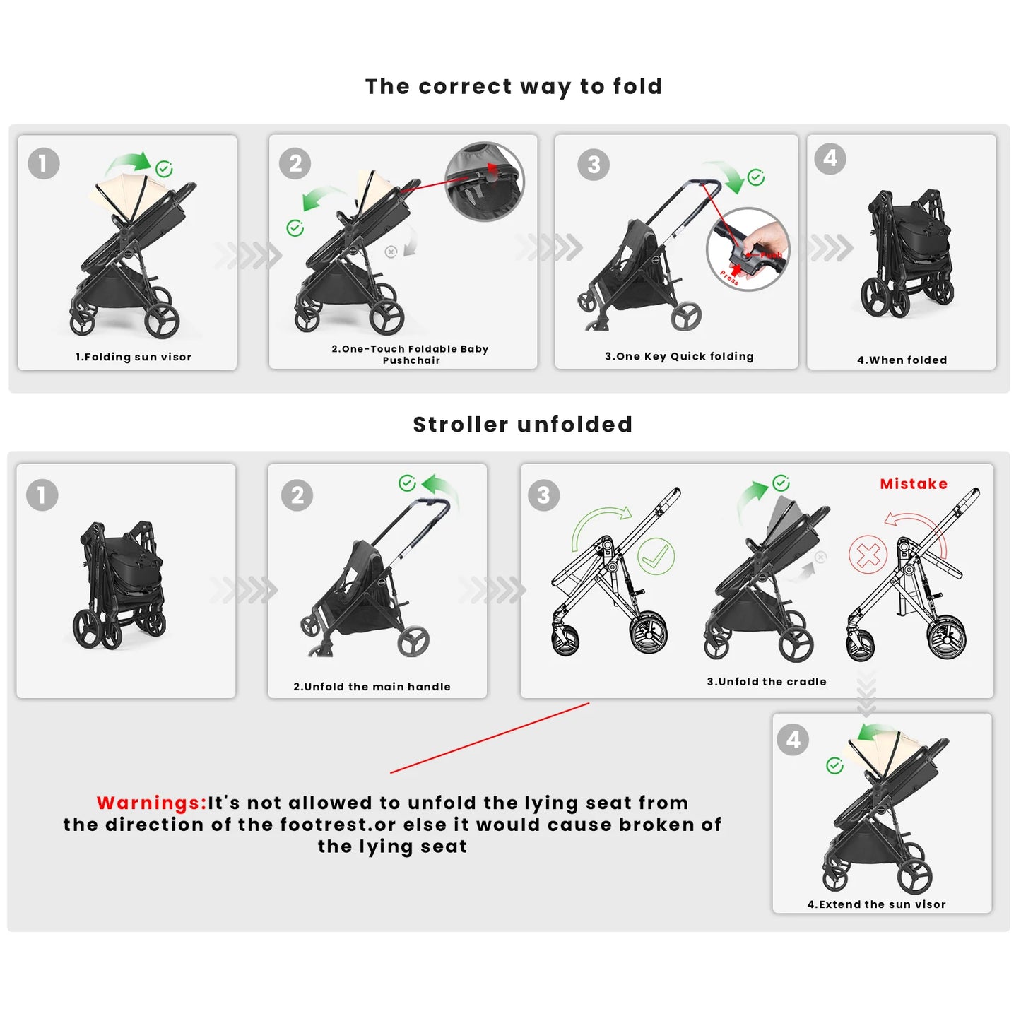 2-in-1 Baby Pushchair Travel System – Foldable Pram with Reversible Seat (0–36 Months)