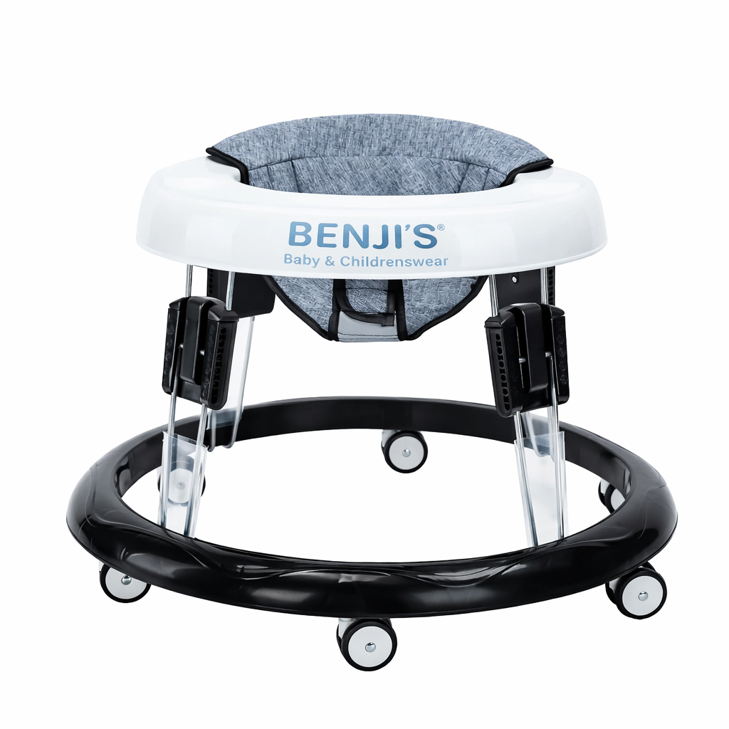 Adjustable Baby Walker for Girls & Boys – Folding Anti-Rollover Design with Easy-Clean Tray (6–18 Months)